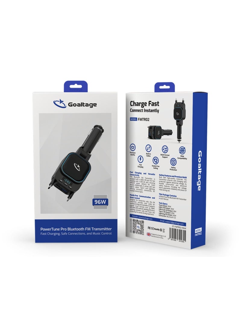 جولتيج جهاز إرسال FM بتقنية بلوتوث 5.3 من جوالتاج باور تييون برو FMTR02 - شاحن سيارة متعدد المنافذ بقدرة 96 واط - Image 4